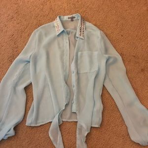 Blue studded blouse
